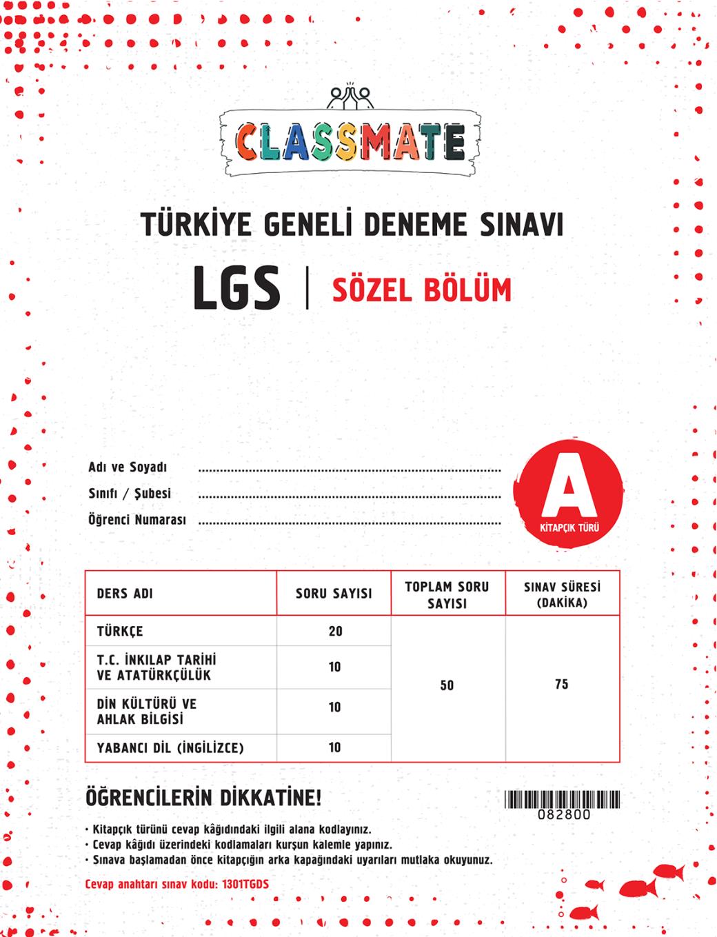Lgs Türkiye Geneli Deneme Sınavı ( 03 - 04 Ocak )